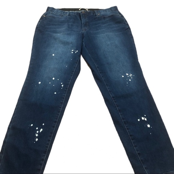 Woman Within Denim - NWOT No-gap Skinny Jeans Paint/Bleach Splatter 16W